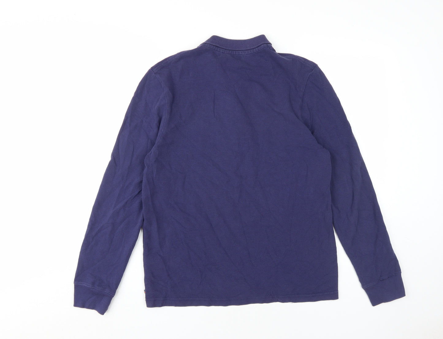 Open Men's Blue Long Sleeve Polo Shirt M