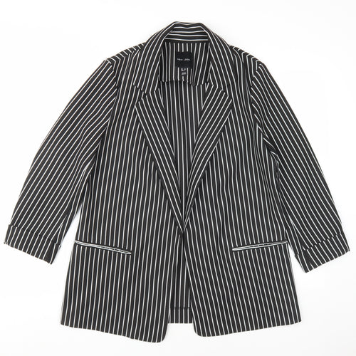 New Look Women's Black Striped Blazer, Size 12, Classic