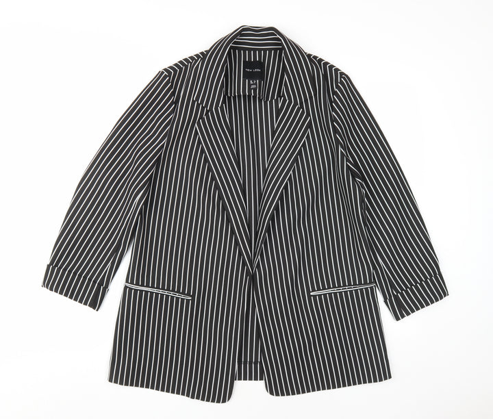 New Look Women's Black Striped Blazer, Size 12, Classic