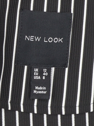 New Look Women's Black Striped Blazer, Size 12, Classic