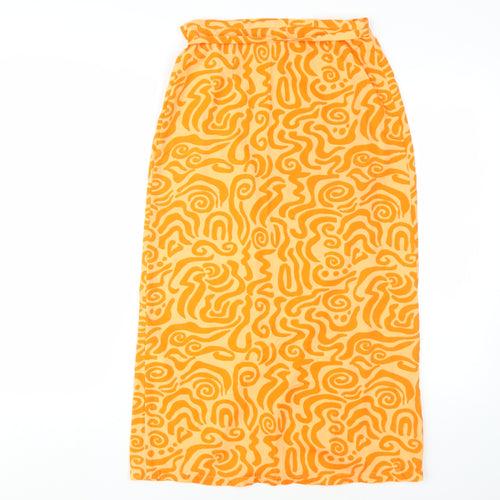 Monki Women's Orange Geometric Long Wrap Skirt