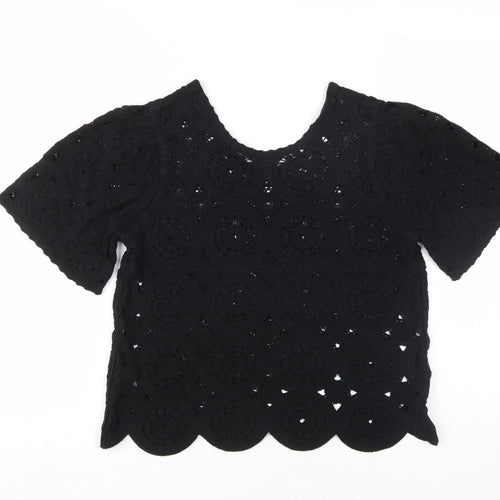 Next Women's Black Crochet Blouse - Size 14