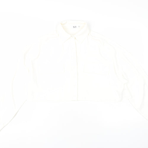 SLA The Label Women's White Cropped Button-Up Shirt