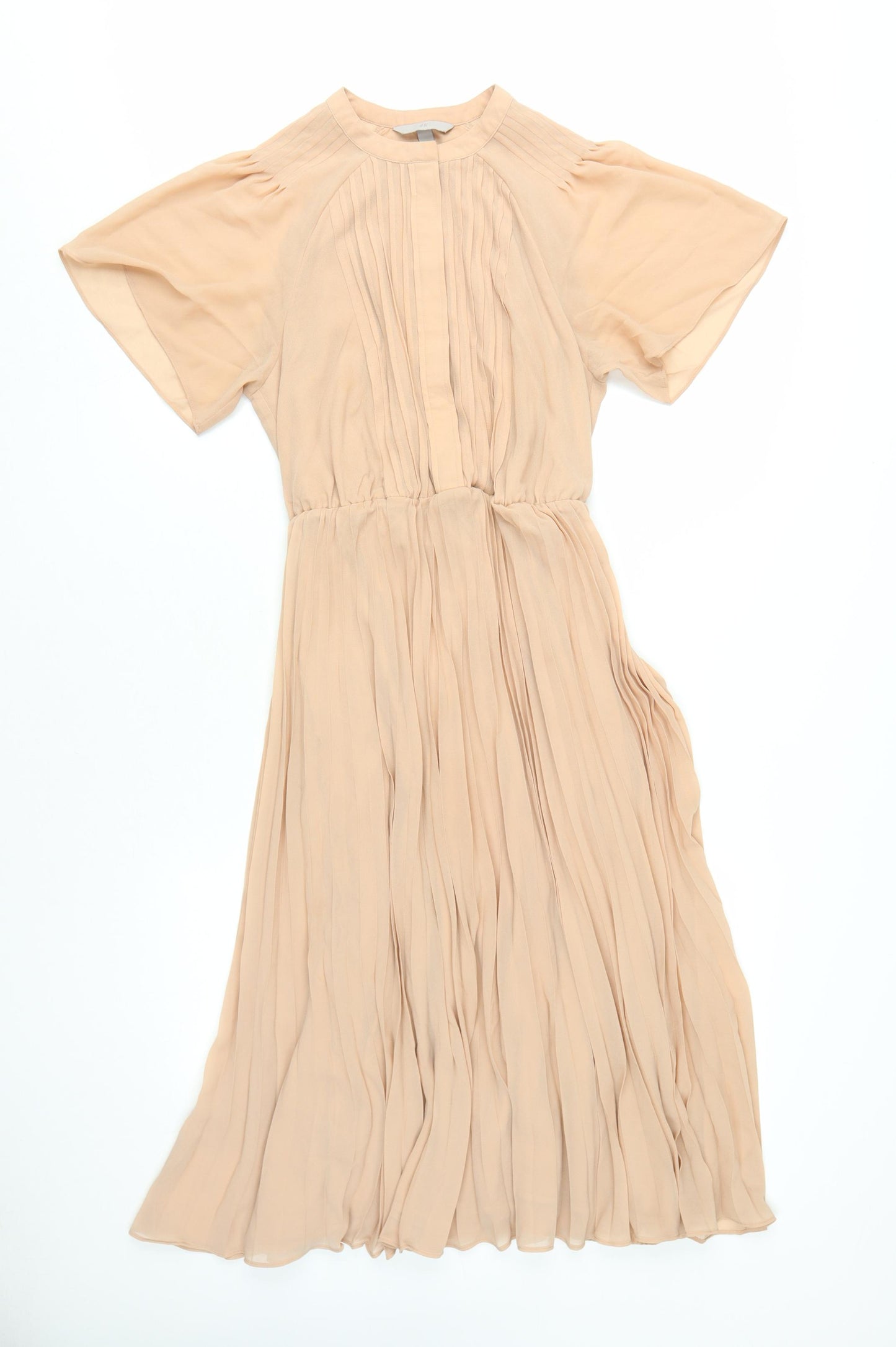 H&M Women's Beige A-Line Midi Dress, Size S