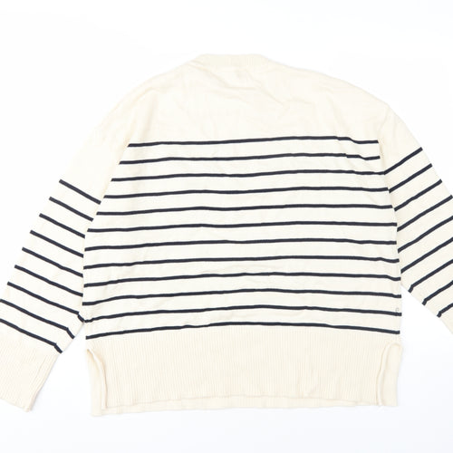 ZARA Women's Beige Striped Pullover Jumper - Size L