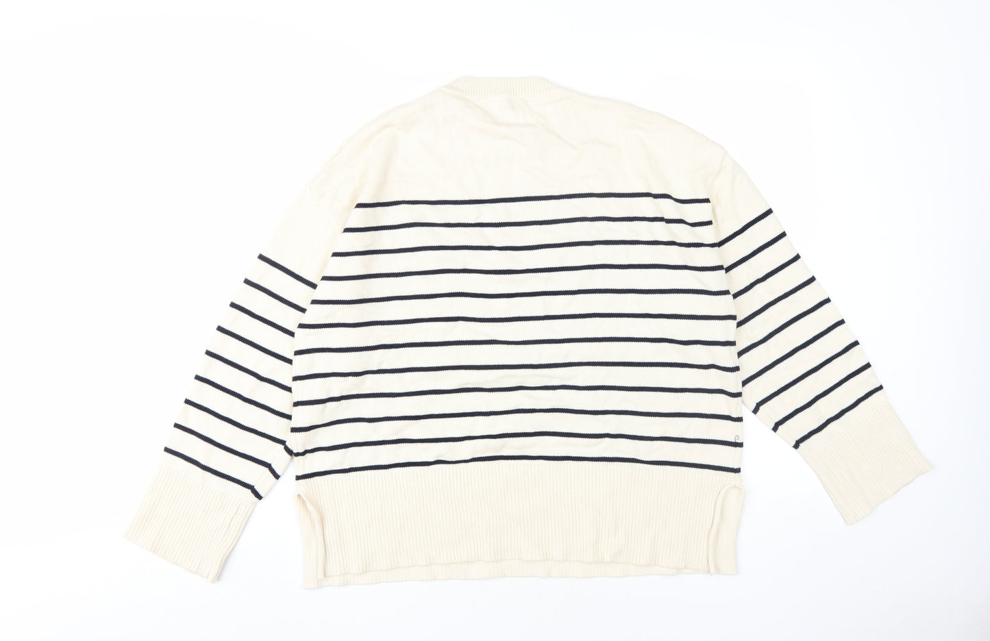 ZARA Women's Beige Striped Pullover Jumper - Size L