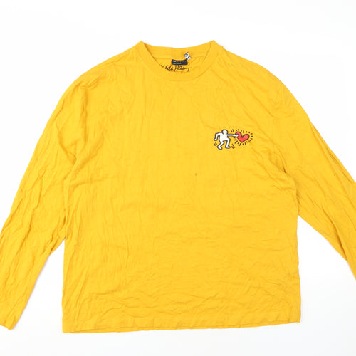 Cros Design Men's Yellow Art Long Sleeve T-Shirt L