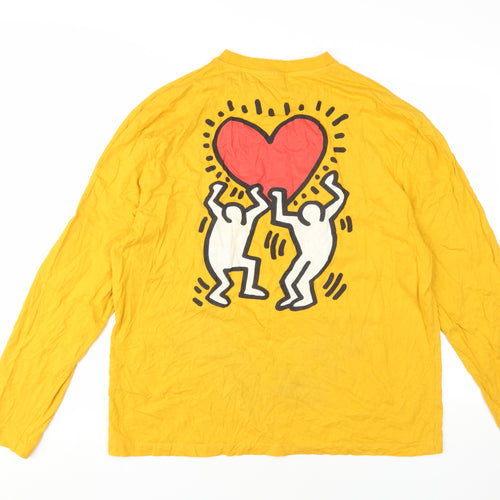 Cros Design Men's Yellow Art Long Sleeve T-Shirt L