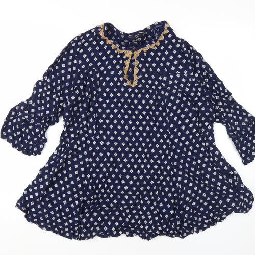 Ioanna Hope Women's Blue Geometric Tunic Blouse, Size 20