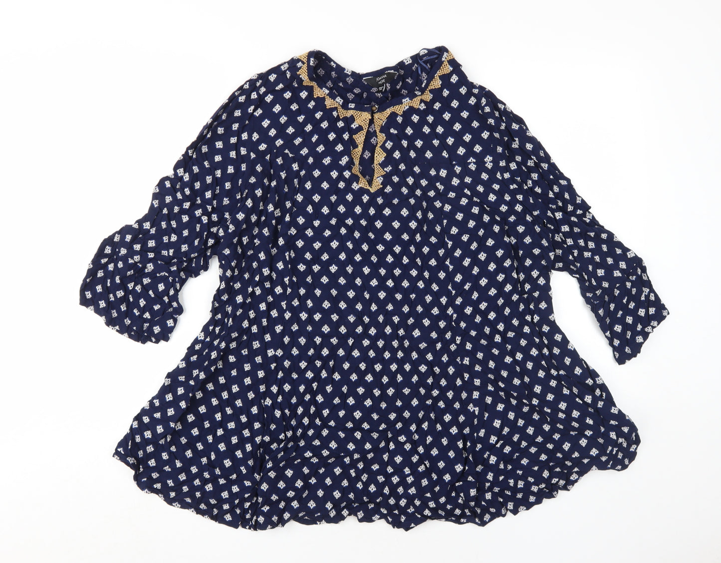 Ioanna Hope Women's Blue Geometric Tunic Blouse, Size 20