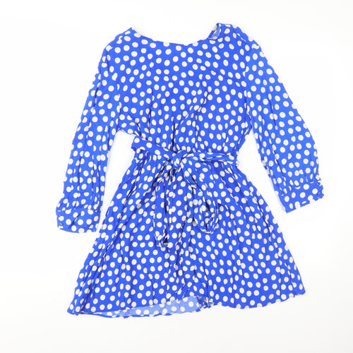 Zara Women's Blue XS Polka Dot Wrap Dress