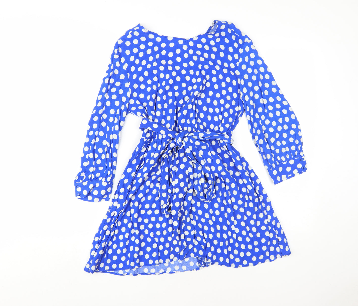 Zara Women's Blue XS Polka Dot Wrap Dress