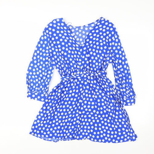Zara Women's Blue XS Polka Dot Wrap Dress