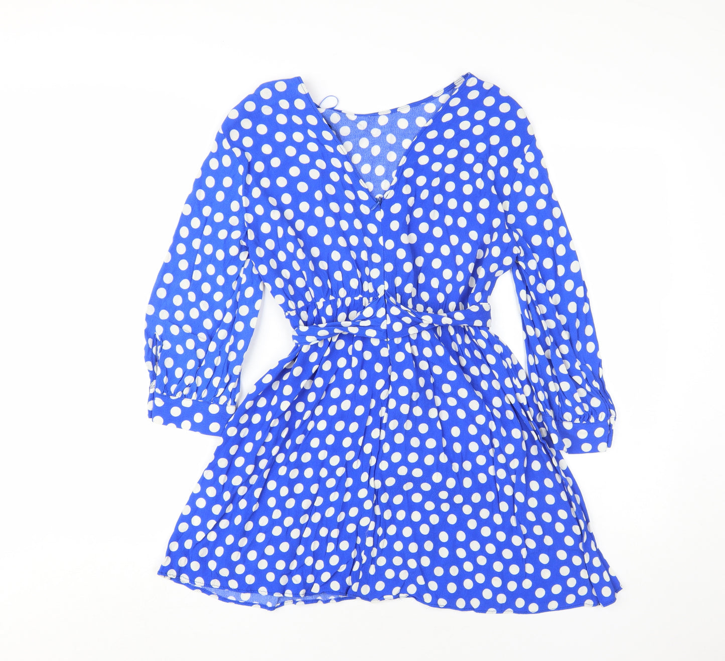 Zara Women's Blue XS Polka Dot Wrap Dress