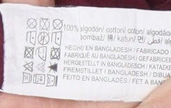 Pull & Bear Men's Red Cotton Crew Neck T-Shirt Size S