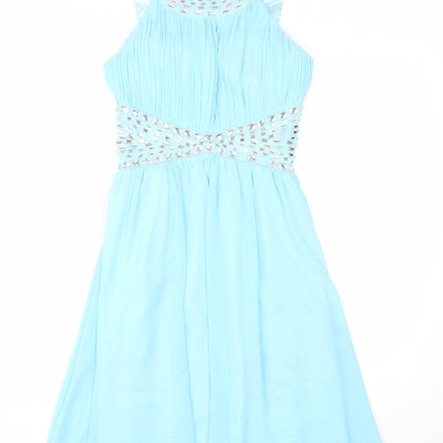 QUIZ Women's Blue Fit & Flare Party Dress Size 10