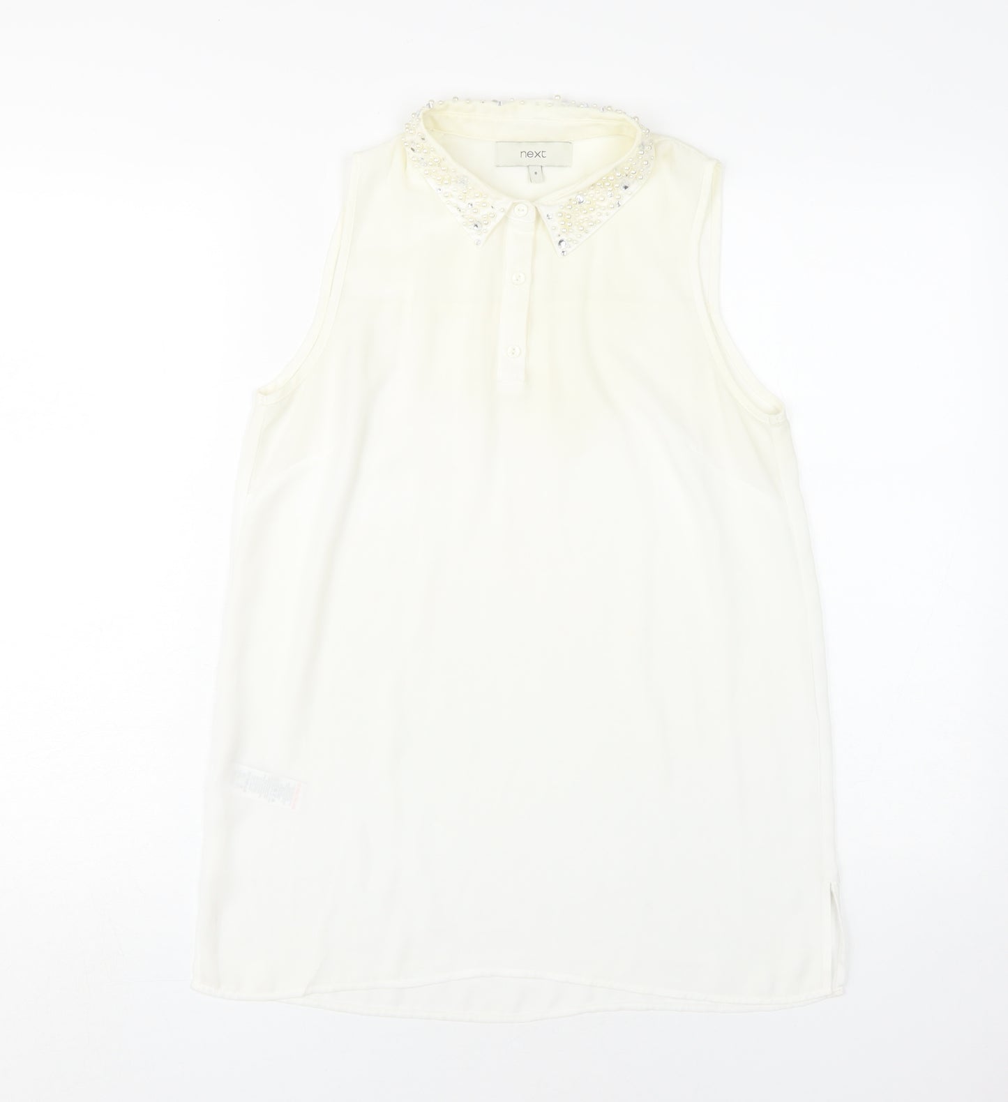 Next Women Ivory Beaded Collared Blouse UK 8