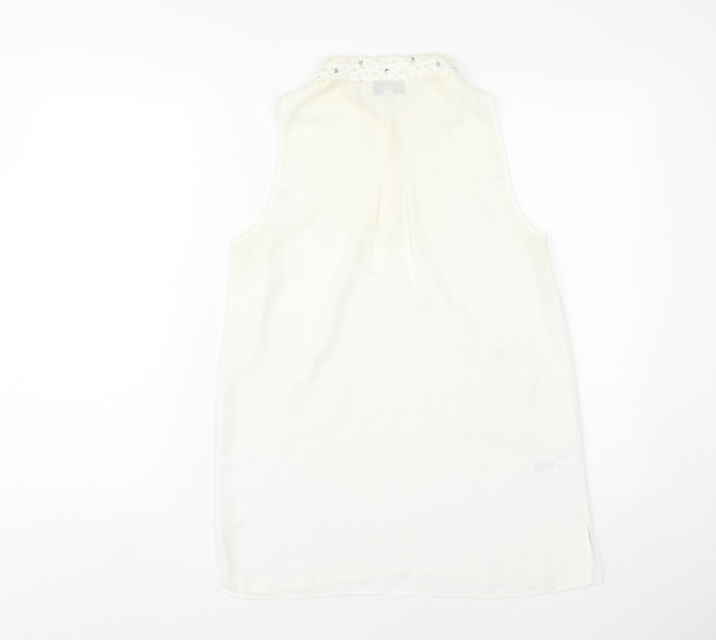 Next Women Ivory Beaded Collared Blouse UK 8