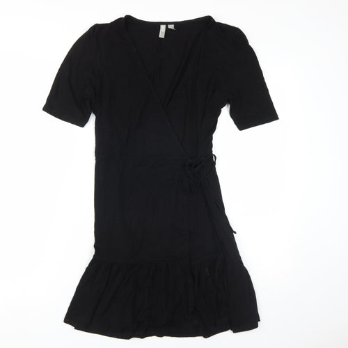 ASOS Black Wrap Dress - Size 12, Women's Half Sleeve