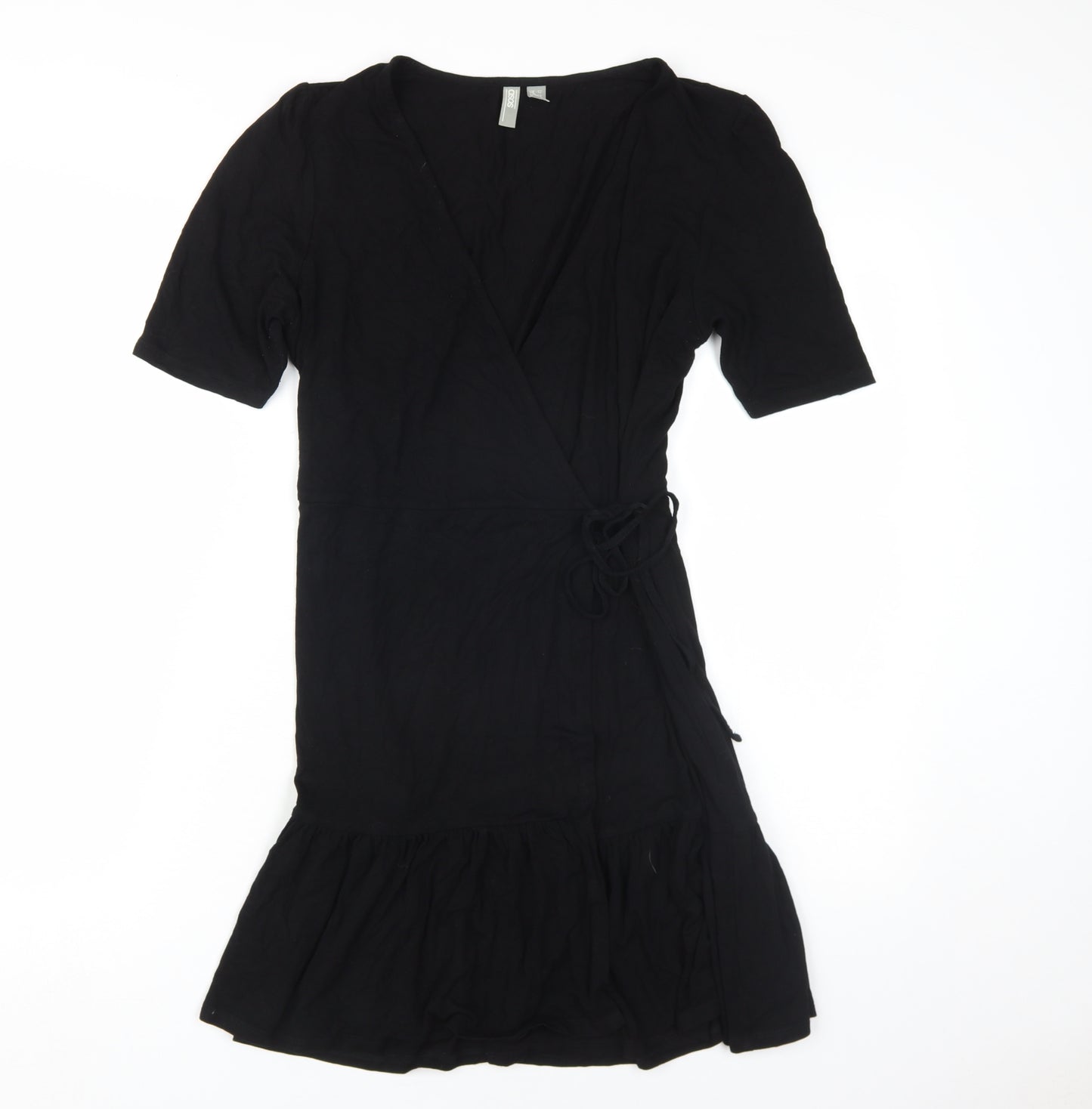 ASOS Black Wrap Dress - Size 12, Women's Half Sleeve