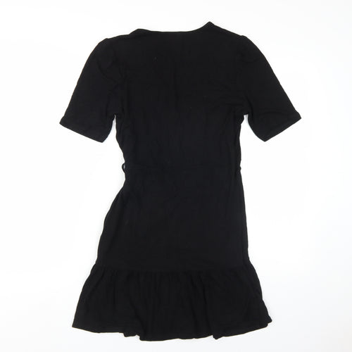 ASOS Black Wrap Dress - Size 12, Women's Half Sleeve