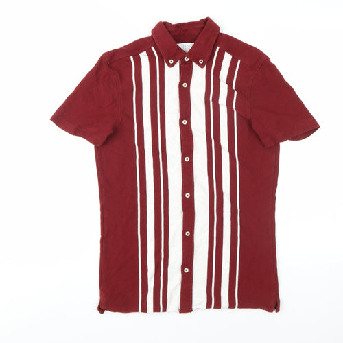 Next Men's Red Striped Button-Up Shirt, S