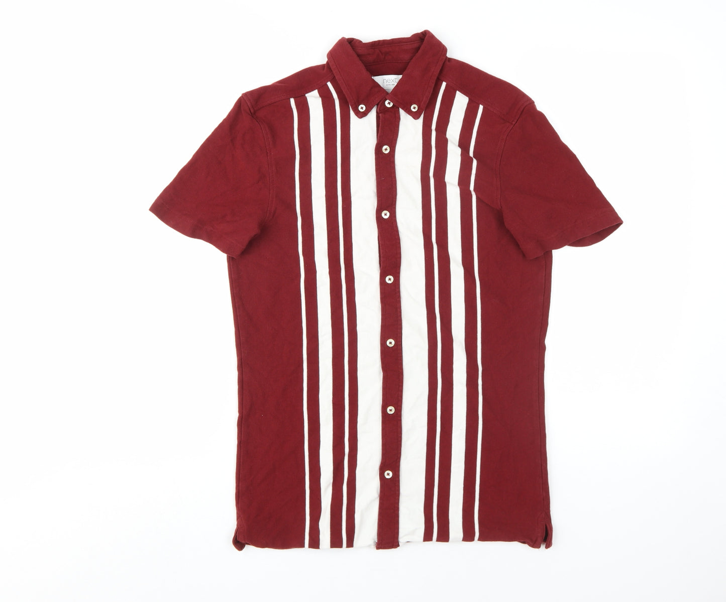 Next Men's Red Striped Button-Up Shirt, S