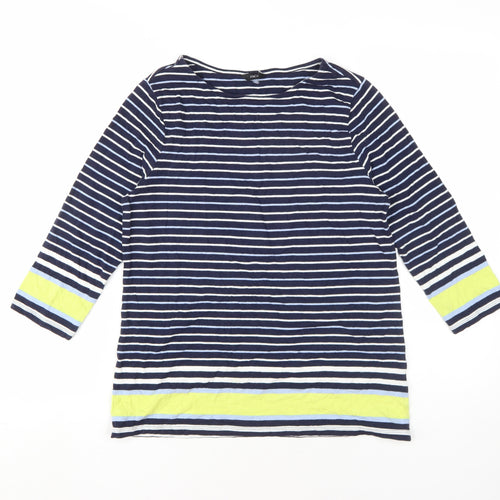 M&Co Women's Blue Striped T-Shirt Size 12