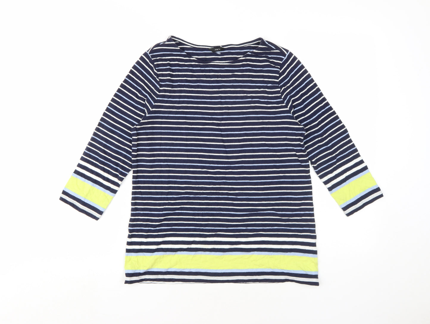 M&Co Women's Blue Striped T-Shirt Size 12