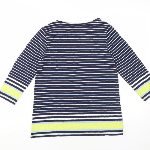 M&Co Women's Blue Striped T-Shirt Size 12