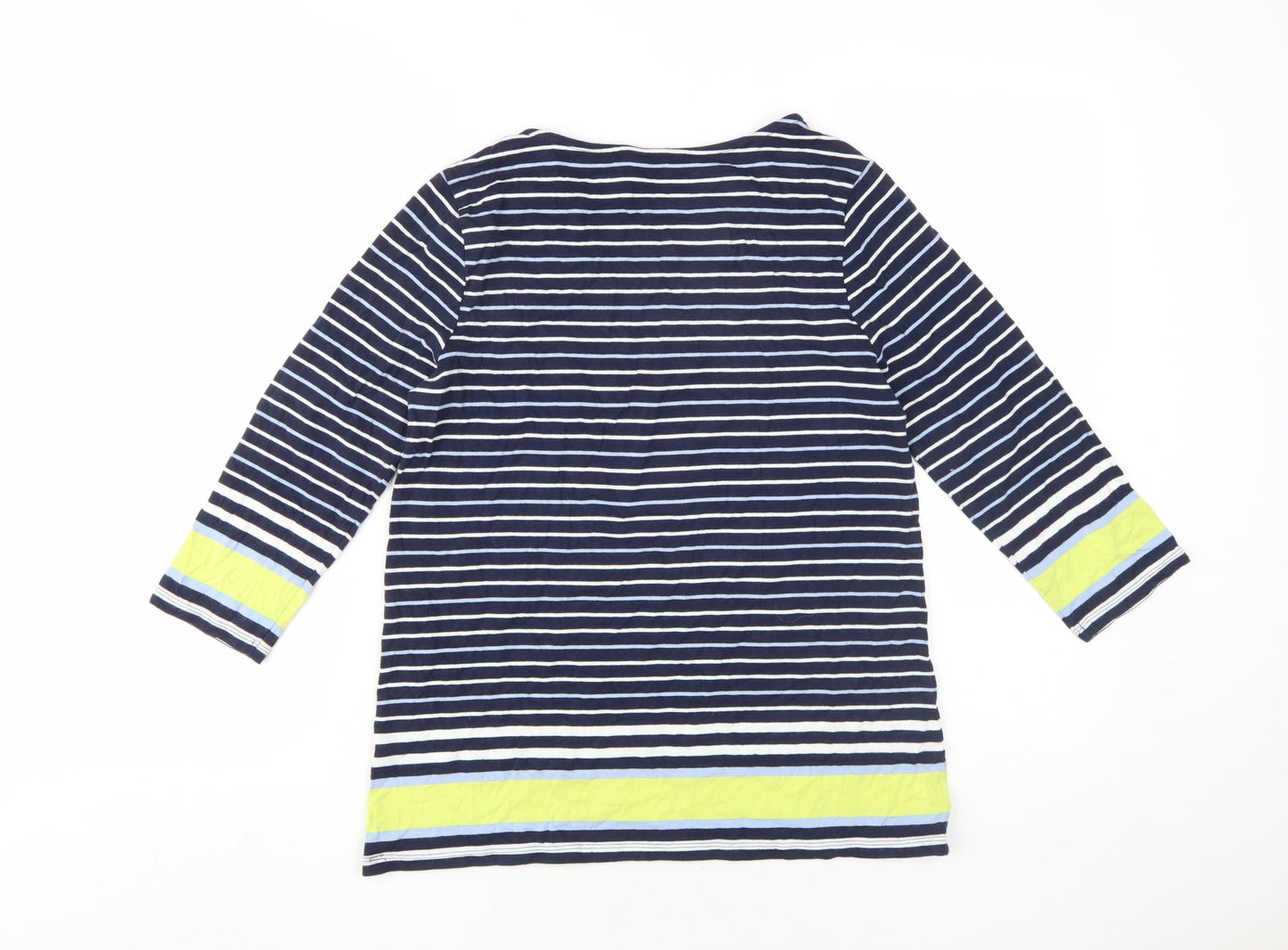 M&Co Women's Blue Striped T-Shirt Size 12