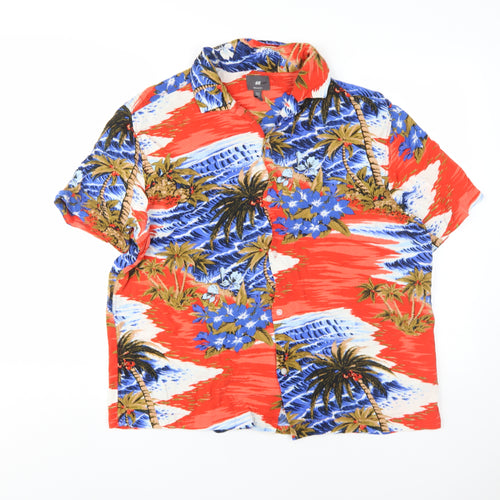 H&M Men's Hawaiian Graphic Print Shirt XL Multicoloured