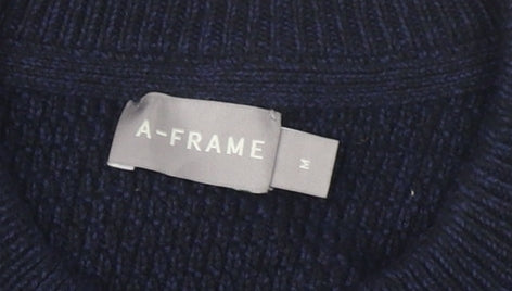 A-FRAME Men's Blue Pullover Jumper, Size M, Cotton