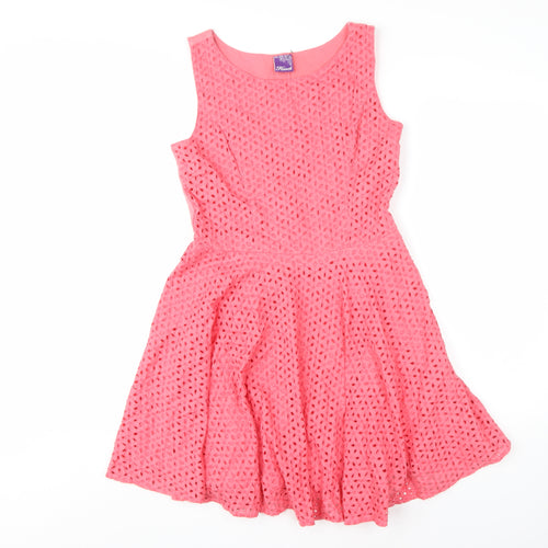 Hooch Women's Pink Fit & Flare Sleeveless Dress - S