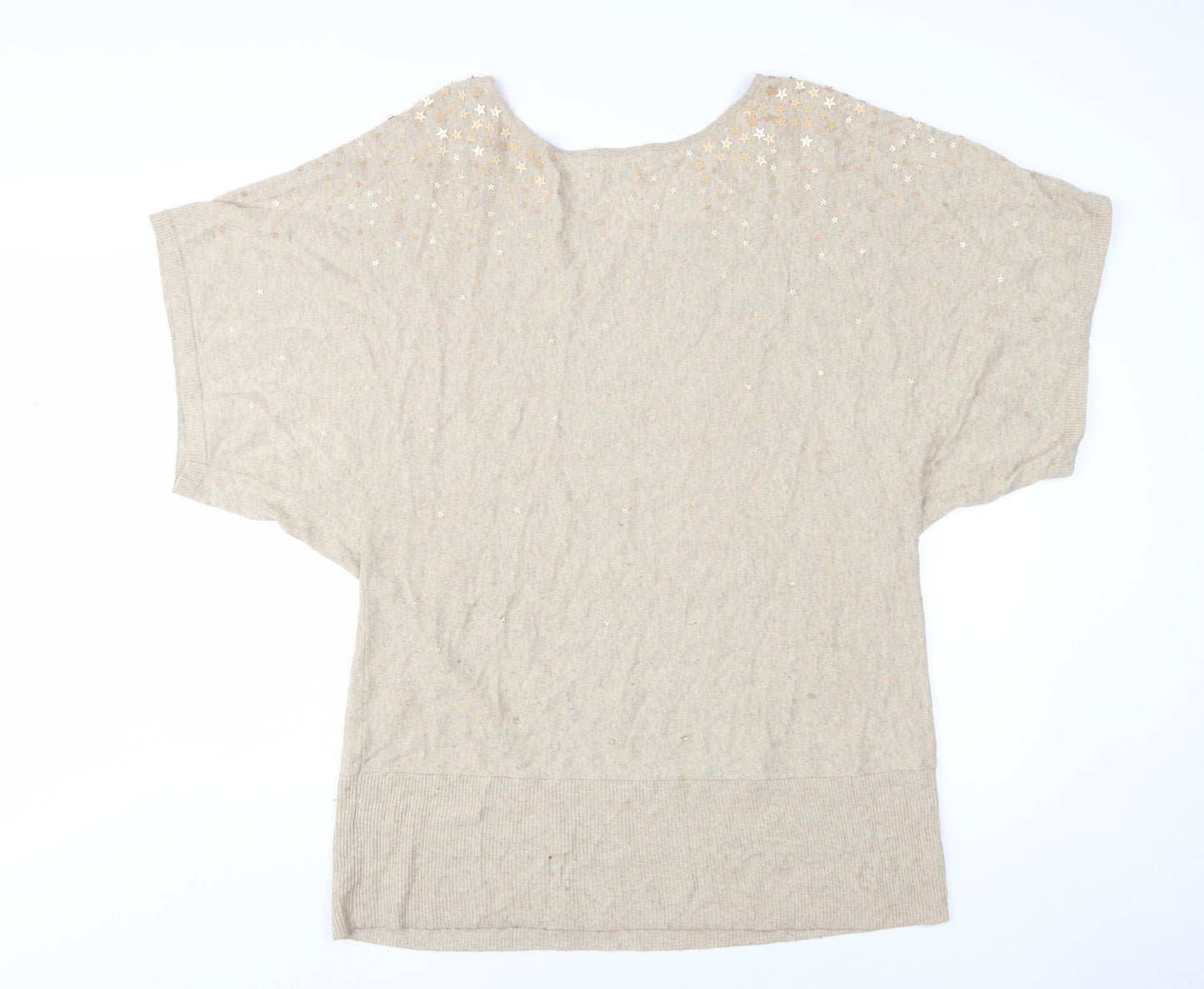 Monsoon Women's Beige Pullover Jumper, Large, Beaded Detail