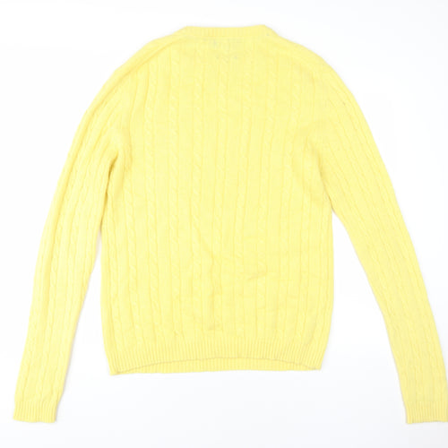 Austin Reed Men's Yellow Cable-Knit Pullover Sweater L