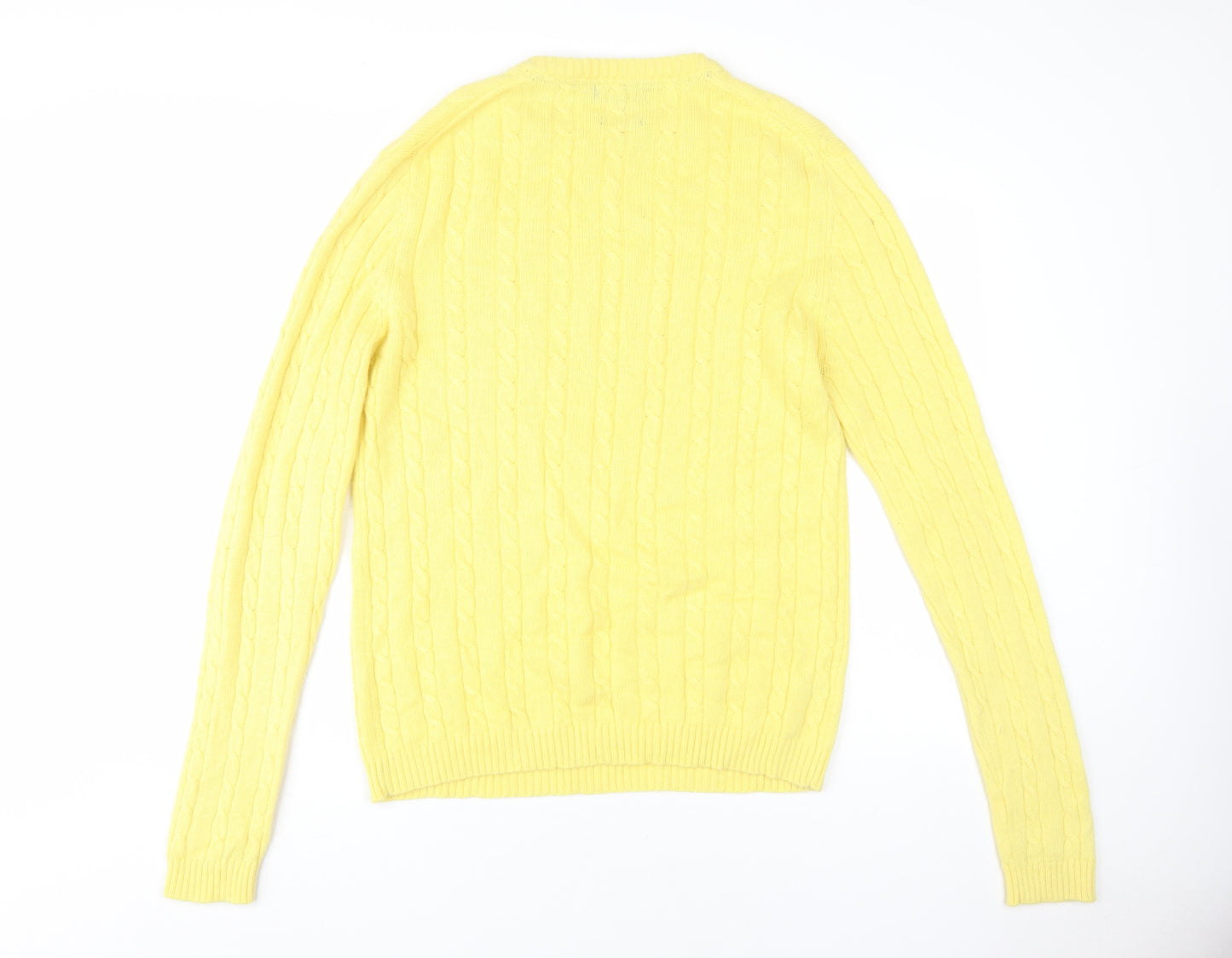 Austin Reed Men's Yellow Cable-Knit Pullover Sweater L