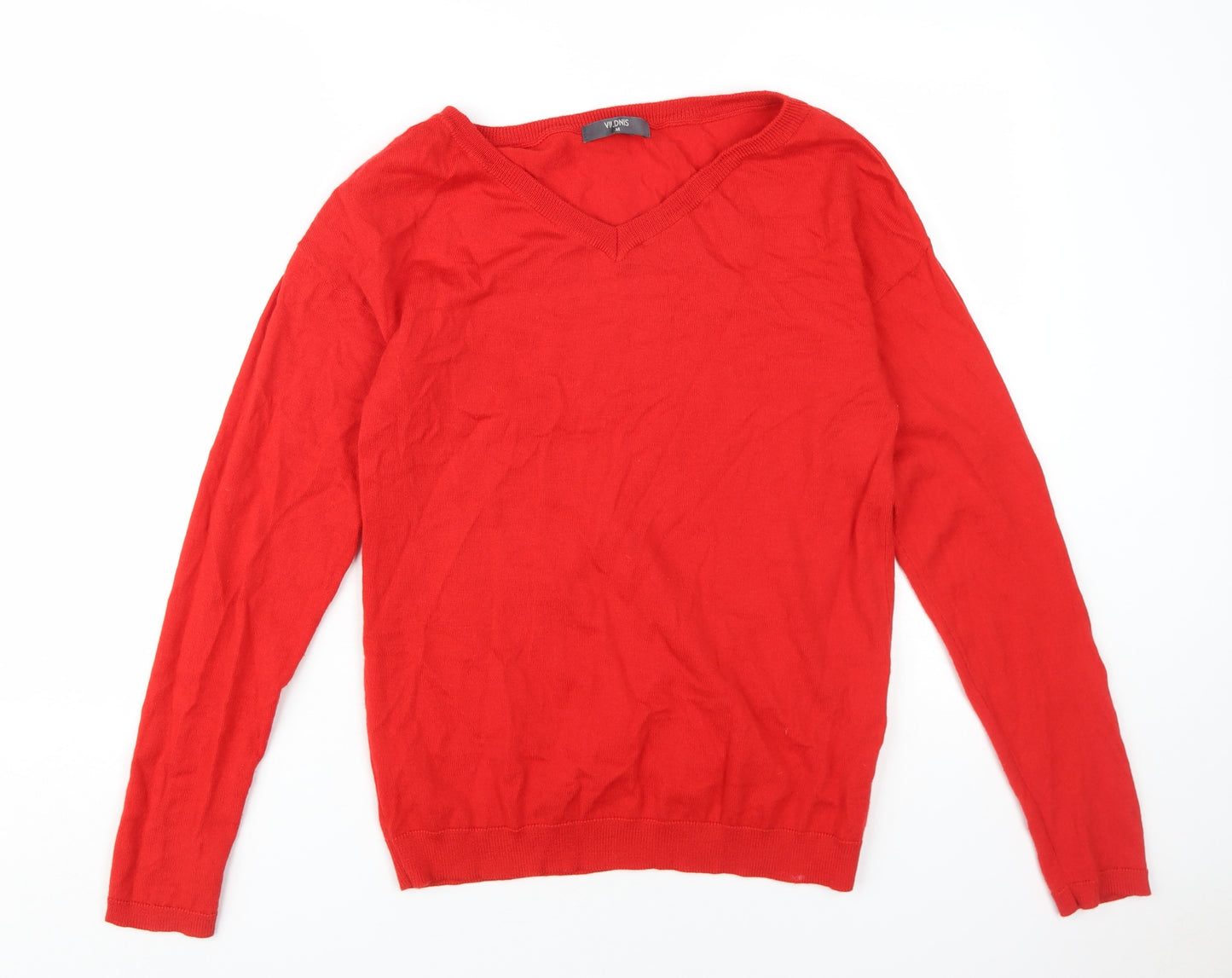 VILDNIS Men's Red V-Neck Pullover Jumper M