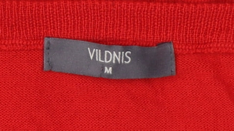VILDNIS Men's Red V-Neck Pullover Jumper M