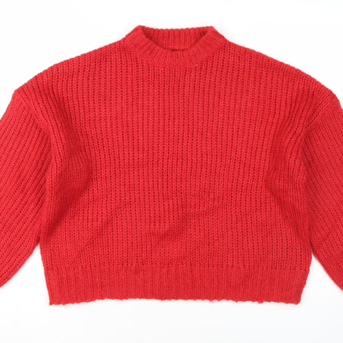 Urban Outfitters Women's Red Mock Neck Pullover Jumper