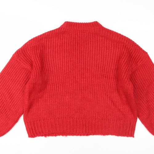 Urban Outfitters Women's Red Mock Neck Pullover Jumper
