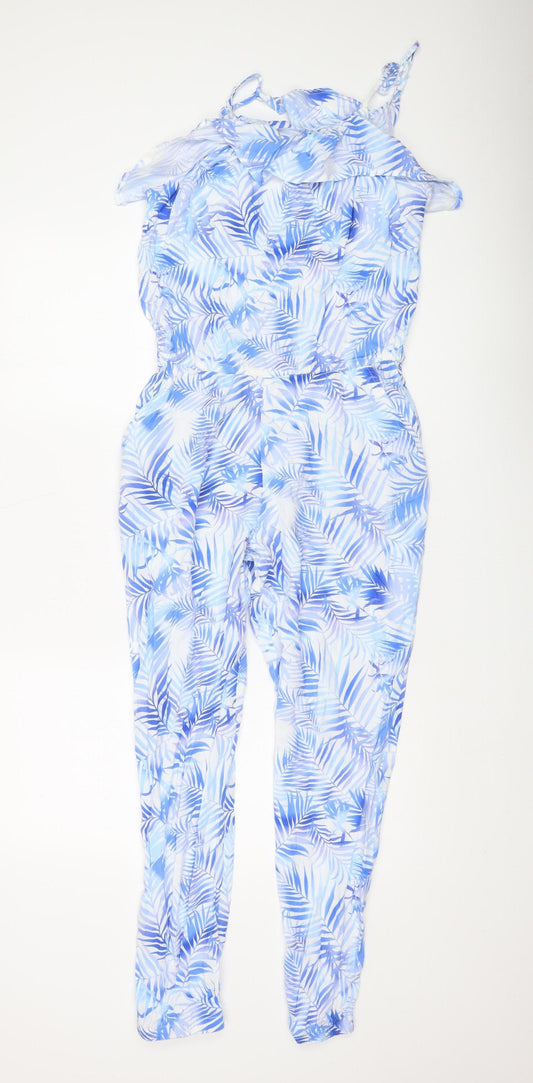 H&M Girls Blue Floral Jumpsuit - Size 14 Years, Sleeveless