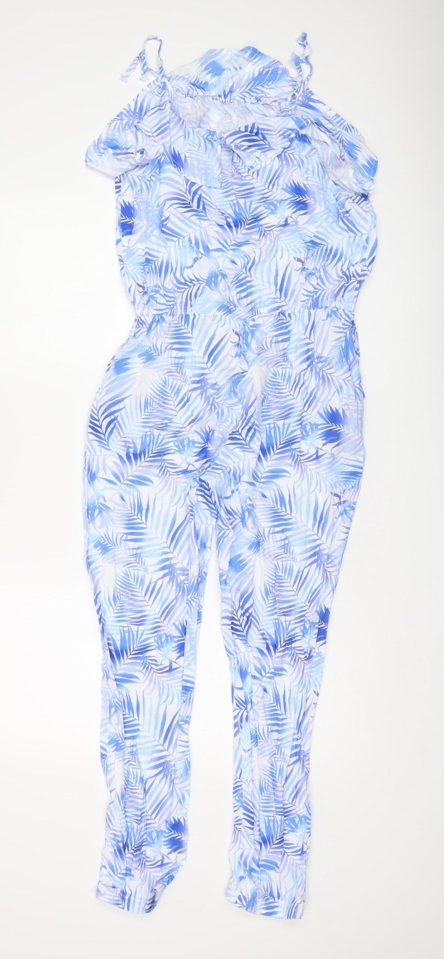 H&M Girls Blue Floral Jumpsuit - Size 14 Years, Sleeveless