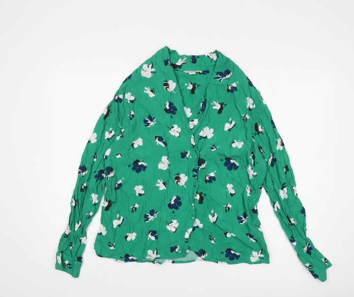 Monsoon Women's Green Floral Blouse, Size 14, Viscose