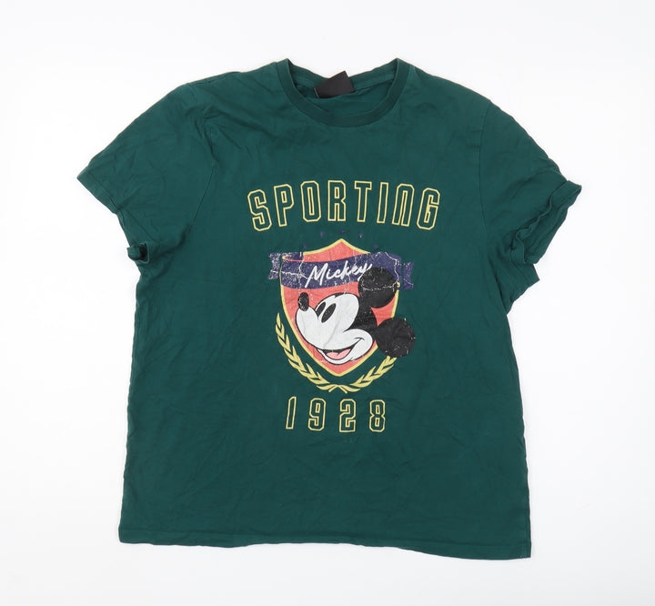 Disney Green T-Shirt, Mickey Mouse, Men's S, Graphic Print