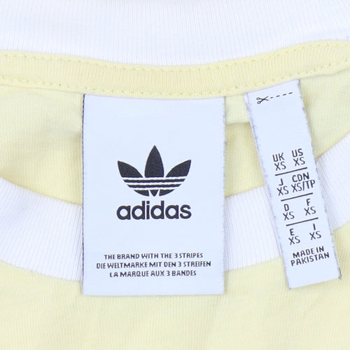Adidas Yellow Ringer T-Shirt XS Unisex Short Sleeve