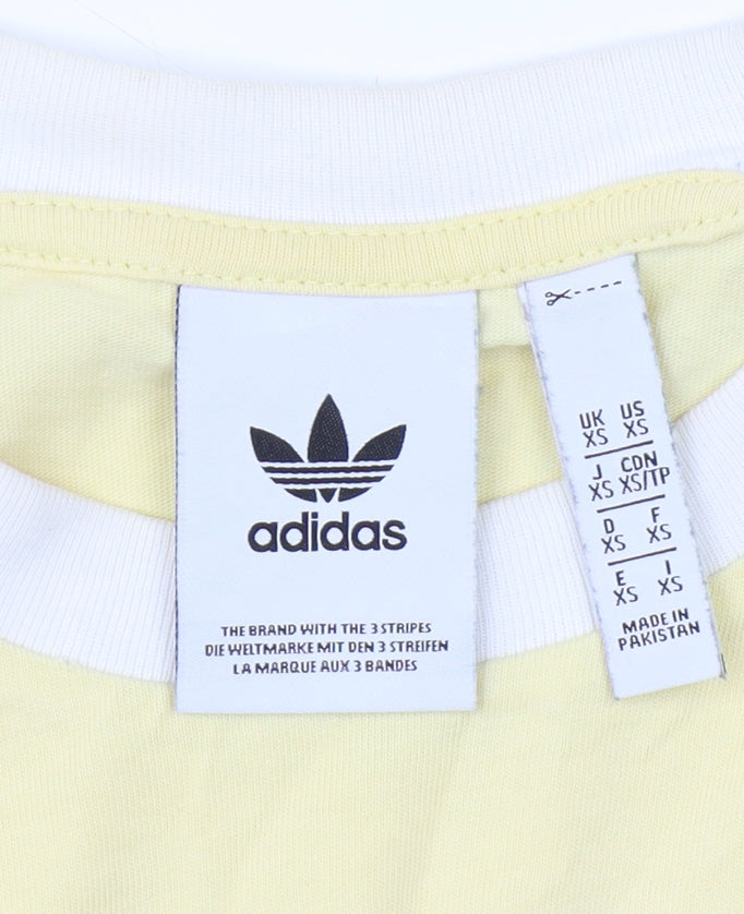 Adidas Yellow Ringer T-Shirt XS Unisex Short Sleeve