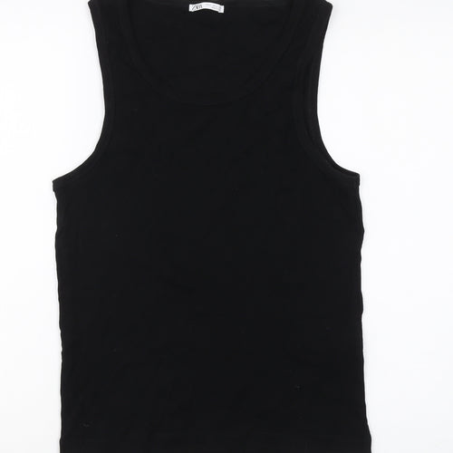 Zara Women's Black Cotton Tank Top Size L