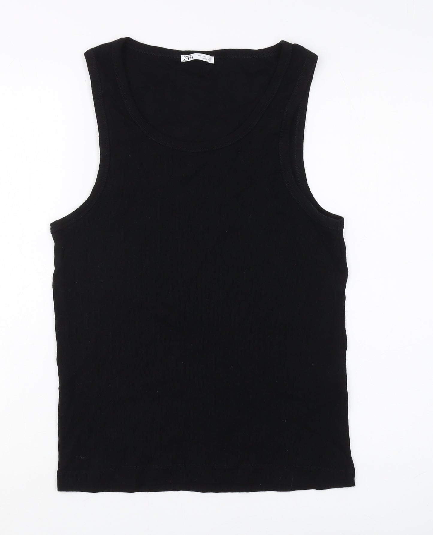 Zara Women's Black Cotton Tank Top Size L