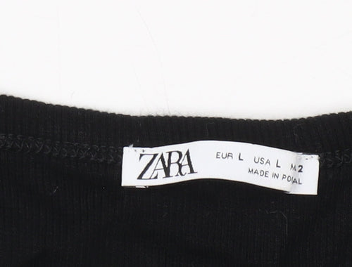 Zara Women's Black Cotton Tank Top Size L